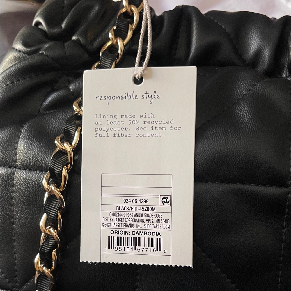 a new day Black Quilted Shoulder Bag with Chain - Picture 2 of 3